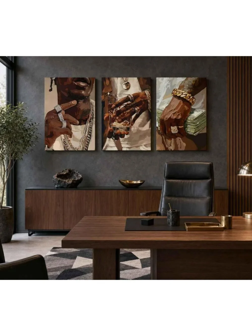 3Pcs Modern African American Canvas Wall Art - Hip-Hop Aesthetic Decor for Teen
